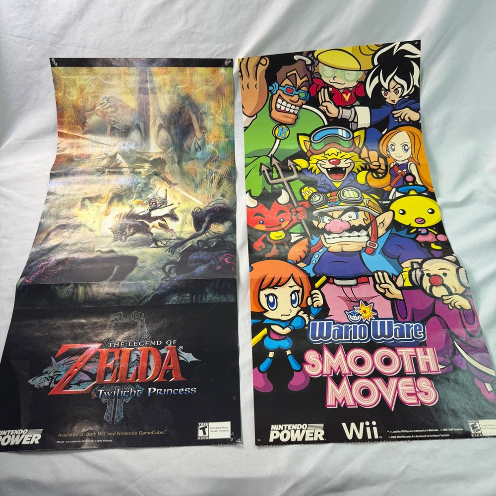 Nintendo Power Poster Lot Zelda Twilight Princess WarioWare Super Mario History